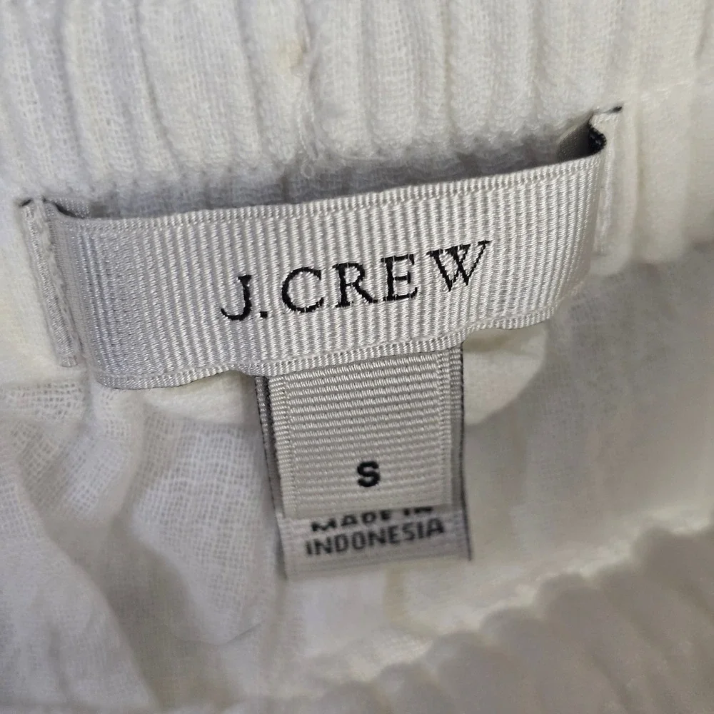 J. Crew‎ Beach Pants Women S White 100% Cotton Gauze Coastal Summer